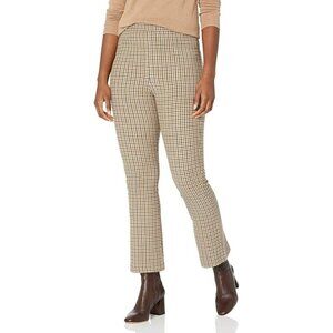 Cupcakes and Cashmere 'Camille' pull-on pants plaid elastic waist small tan navy